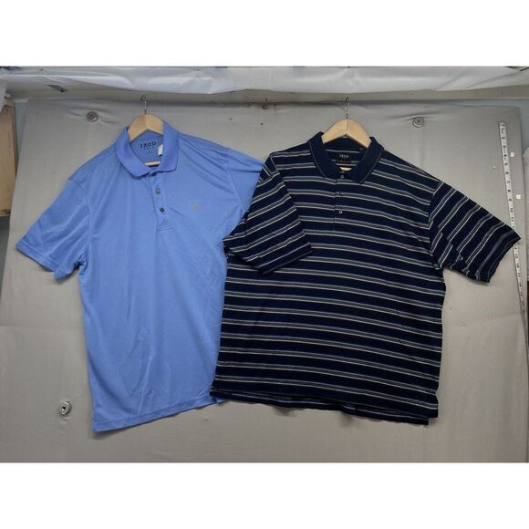 Izod‎ Golf Polo Shirt LARGE COOL FX Windowpane Striped Casual Dress LOT OF TWO - Picture 7 of 16